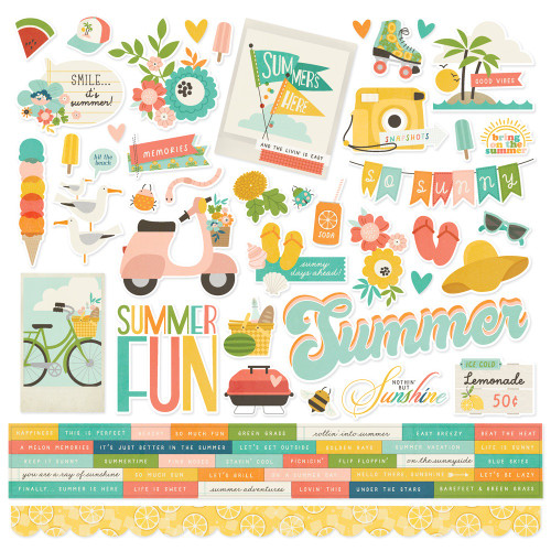 Summer Snapshot Cardstock Stickers-12"X12" SMS22002 - 810112388619