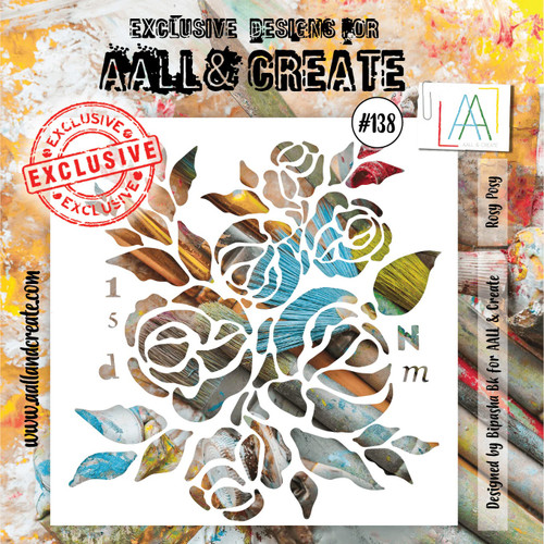 2 Pack AALL And Create Stencil 6"X6"-Rosy Posy ALLPC138 - 5060600456961