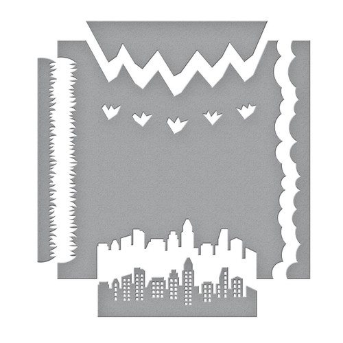3 Pack Spellbinders Stencil By Tina Smith-Background Scapes, Windows With A View STN083