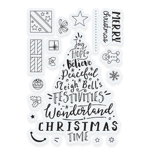 Tonic Studios Die & Stamp Set-Happy Holidays Christmas Tree 5353E