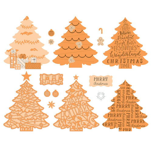 Tonic Studios Die & Stamp Set-Happy Holidays Christmas Tree 5353E