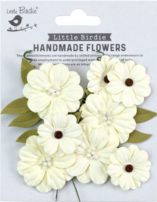 Little Birdie Fiorella Paper Flowers 12/Pkg-Moon Light - FIORELLA-91308 - 8903236737615