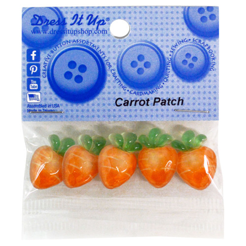 6 Pack - Dress It Up Embellishments-Carrot Patch - DIUBTN-11834 - 787117601343