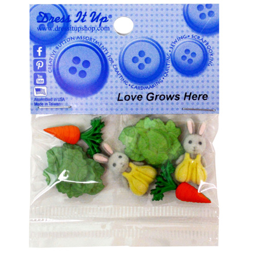 6 Pack Dress It Up Embellishments-Love Grows Here DIUBTN-11839 - 787117601398