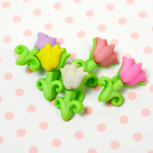 6 Pack - Dress It Up Embellishments-Tiny Tulips - DIUBTN-12172 6 Pack - Dress It Up Embellishments-Tiny Tulips - DIUBTN-12172
