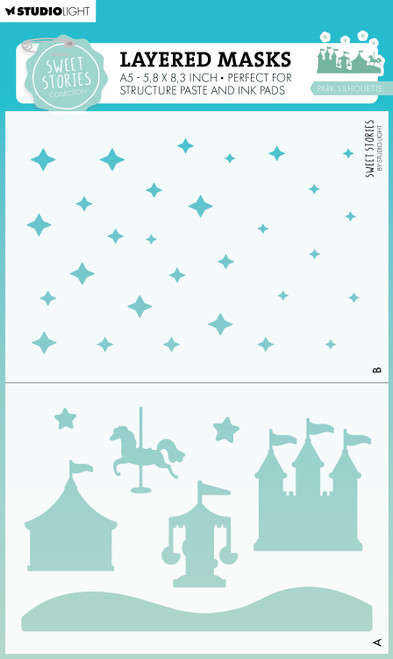 2 Pack Studio Light Sweet Stories 8.25"X5.83" Stencil-Nr. 268, Park Silhouette SMASK268 - 8713943149843