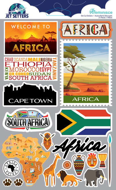 3 Pack - Reminisce Jet Setters 3.0 Dimensional Stickers-Africa - JET-051 - 840310204046