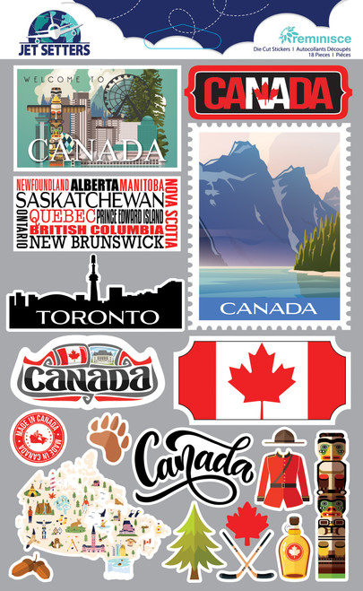 3 Pack Reminisce Jet Setters 3.0 Dimensional Stickers-Canada JET-053 - 840310204060