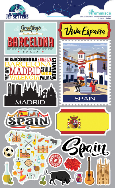 3 Pack Reminisce Jet Setters 3.0 Dimensional Stickers-Spain JET-063 - 840310204138