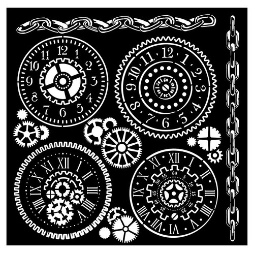 3 Pack - Stamperia Stencil 7"X7"-Voyages Fantastiques Gears - KSTDQ98 - 5993110032724