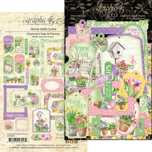 2 Pack Graphic 45 Die-Cut Assortment-Grow With Love G4502820 - 810070165574
