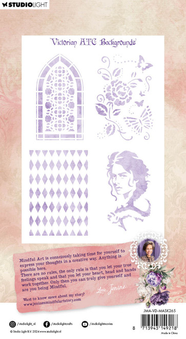 Studio Light Jenine's Mindful Art 5.11"X7" Stencil-Nr. 265, Victorian ATC Backgrounds - DMASK265