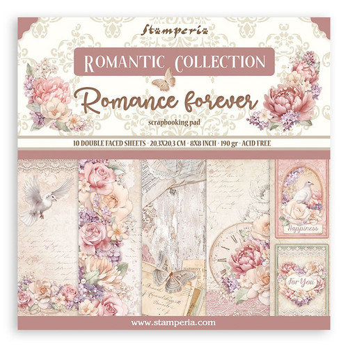 3 Pack Stamperia Double-Sided Paper Pad 8"X8" 10/Pkg-Romance Forever, 10 Designs/1 Each SBBS96 - 5993110031963