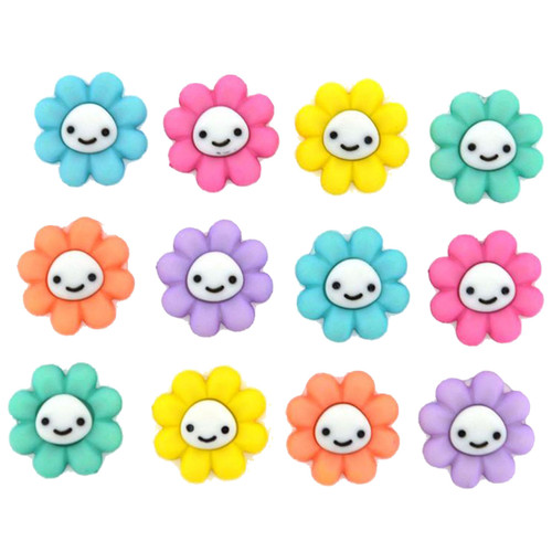 6 Pack - Dress It Up Embellishments-Happy Little Flowers - DIUBTN-10110