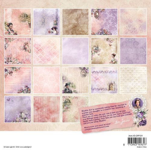 Studio Light Jenine's Mindful Art Designer Paper Pad 8"X8"-Nr. 139, Background Designs VDDPP139