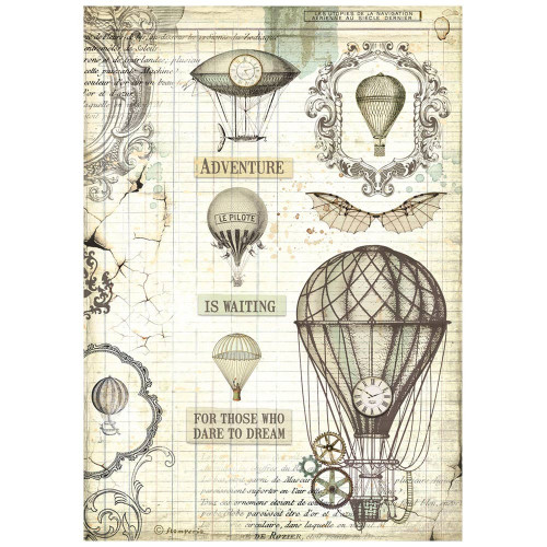 6 Pack Stamperia Rice Paper Sheet A4-Voyages Fantastiques Balloon DFSA4837 - 5993110032540