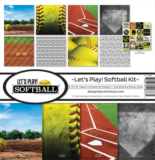 Reminisce Collection Kit 12"X12"-Let's Play Softball - LPY205 - 840310203735
