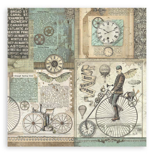Stamperia Polyester Fabric 12'X12" 4/Pkg-Voyages Fantastiques - SBPLT22