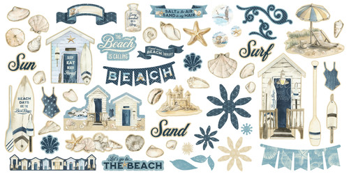 Graphic 45 Ephemera Die-Cut Assortment-The Beach Is Calling G4502804