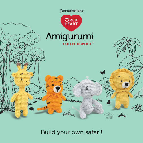 Red Heart Amigurumi Crochet Kit Collection - Safari-Giraffe, Lion, Tiger & Elephant - RHPPCK1 Red Heart Amigurumi Crochet Kit Collection - Safari-Giraffe, Lion, Tiger & Elephant - RHPPCK1
