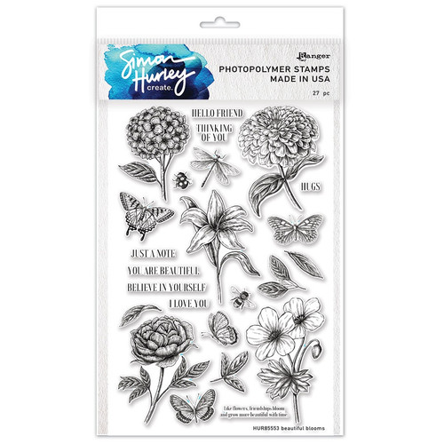 Simon Hurley create. Clear Stamps 6"X9"-Beautiful Blooms HUR85553 - 789541085553
