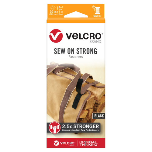 VELCRO(R) Brand Sew-On Strong Tape 1"X30"-Black - 30855 - 075967308551