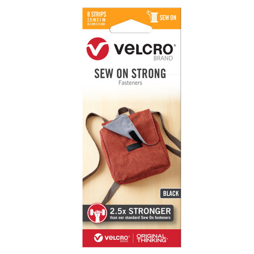 VELCRO(R) Brand Sew-On Strong Tape 2.5"X1" 8/Pkg-Black 30857 - 075967308575