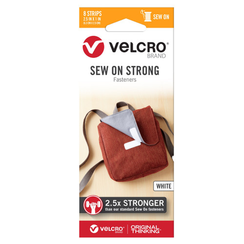 VELCRO(R) Brand Sew-On Strong Tape 2.5"X1" 8/Pkg-White - 30856 - 075967308568