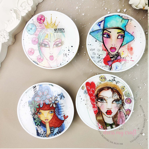 3 Pack Dress My Craft Acrylic Coasters-Round With Outer Ring DMCA6957