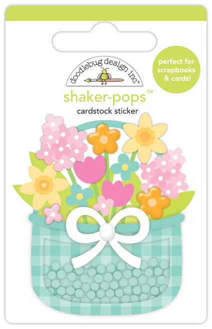 6 Pack Doodlebug Shaker-Pops 3D Stickers-Blooming Basket DB8431 - 842715084315