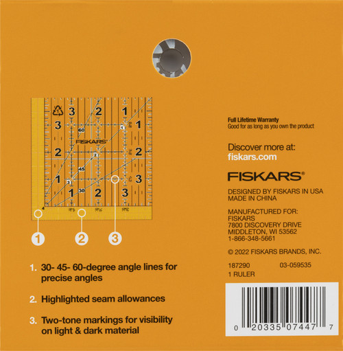 3 Pack Fiskars Square Acrylic Ruler-4.5"X4.5" 1072872