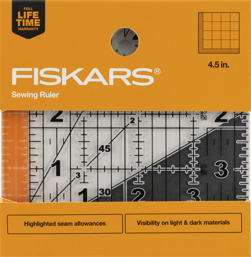 Fiskars Square Acrylic Ruler-4.5"X4.5" 1072872 - 020335081444