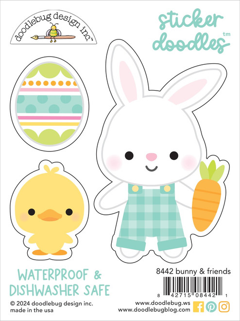 3 Pack Doodlebug Water Bottle Sticker Doodles-Bunny & Friends DB8442 - 842715084421
