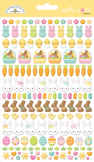 3 Pack Doodlebug Puffy Stickers-Icons, Bunny Hop DB8452 - 842715084520