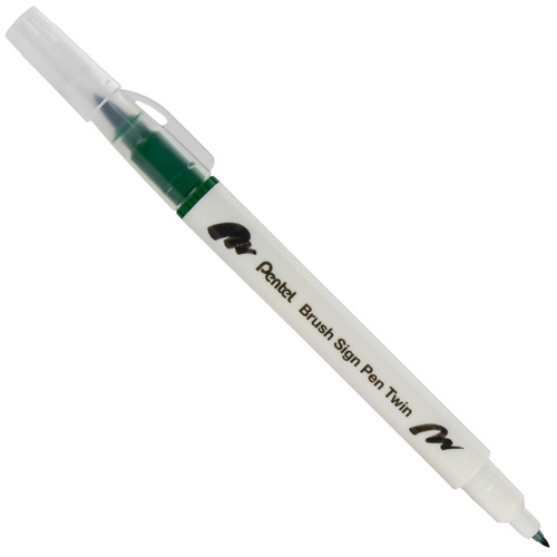 Pentel Arts Sign Pen Twin Brush 6/Pkg-Green Hues - SESW30CP-C63