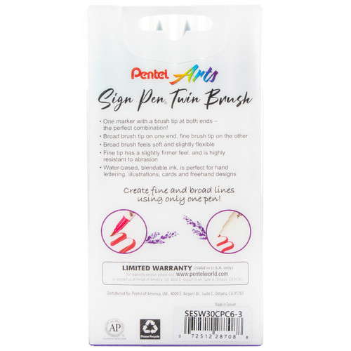 Pentel Arts Sign Pen Twin Brush 6/Pkg-Green Hues - SESW30CP-C63
