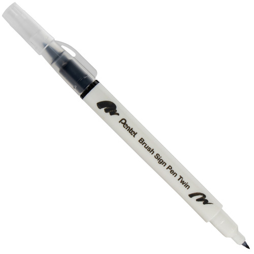 Pentel Arts Sign Pen Twin Brush 6/Pkg-Black Hues - SESW30CP-C61