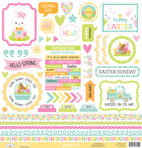 Doodlebug This & That Cardstock Stickers 12"X12"-Bunny Hop - DB8459 - 842715084599 Doodlebug This & That Cardstock Stickers 12"X12"-Bunny Hop - DB8459 - 842715084599