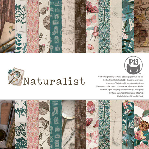P13 Double-Sided Paper Pad 6"X6" 24/Pkg-Naturalist - P13NAT09 - 5905523082708