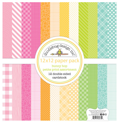 Doodlebug Petite Prints Double-Sided Cardstock 12"X12"-Bunny Hop - DB8475 - 842715084759 Doodlebug Petite Prints Double-Sided Cardstock 12"X12"-Bunny Hop - DB8475 - 842715084759