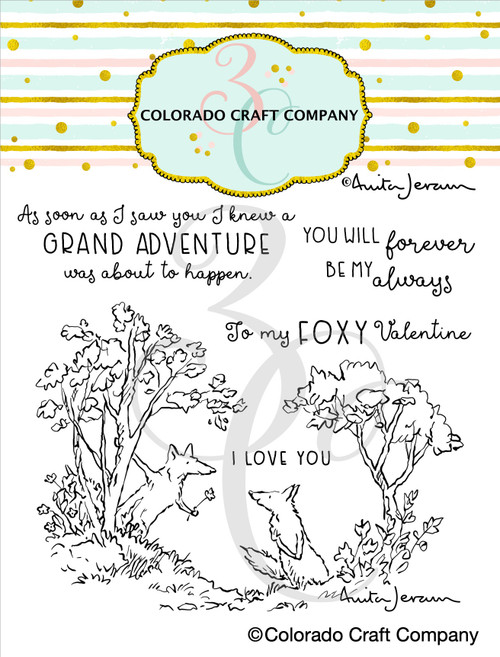 Colorado Craft Company Clear Stamps 4"X4"-Forever Foxes By Anita Jeram AJ942 - 810043859424