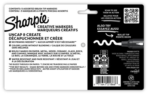 Sharpie Creative Brush Tip Markers 5/Pkg-Assorted 2196904