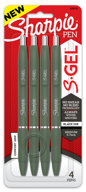 Sharpie S-Gel .7mm Medium Point Green Barrel Pens 4/Pkg-Black 2195731 - 071641217935