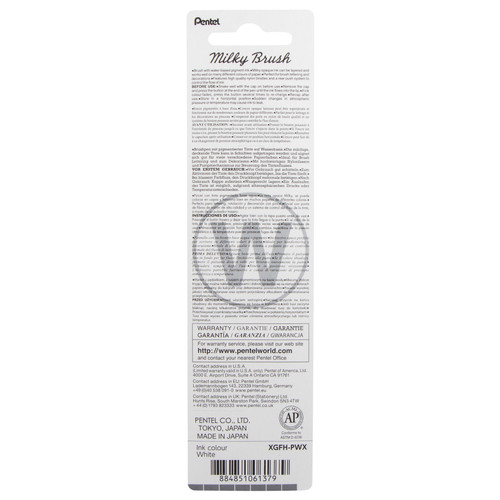 Pentel Arts Milky Brush Pen-White - GFHBPPWX Pentel Arts Milky Brush Pen-White - GFHBPPWX