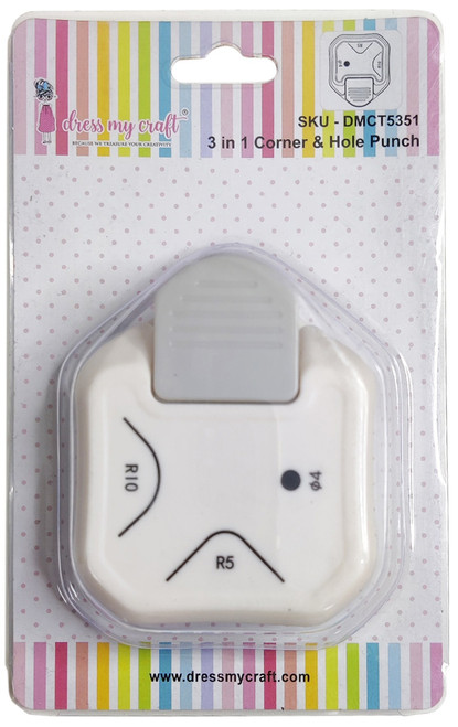 2 Pack - Dress My Craft 3 in 1 Paper Punch-Corner & Hole - DMCT5351 - 194186018277