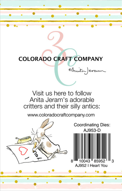 3 Pack Colorado Craft Company Clear Stamps 2"X3"-I Heart You Mini By Anita Jeram AJ952