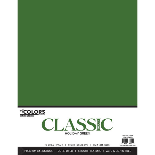 2 Pack My Colors Classic 80lb Weight Cardstock 8.5"X11" 10/Pkg-Holiday Green MYCC85-45531 - 709388339701