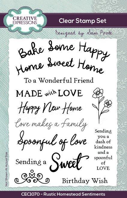 Creative Expressions Clear Stamp Set 4"X6" By Sam Poole-Sentiments Rustic Homestead 5A0020JY-1G35R - 5055305987728