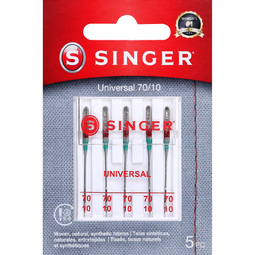 SINGER Universal Regular Point Machine Needles-Size 10/70 5/Pkg - 5A0020KG-1G36Y - 075691047436