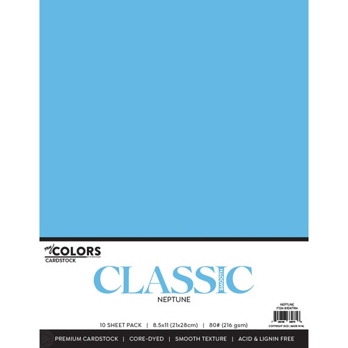 2 Pack - My Colors Classic 80lb Weight Cardstock 8.5"X11" 10/Pkg-Neptune - MYCC85-47744 - 709388339756